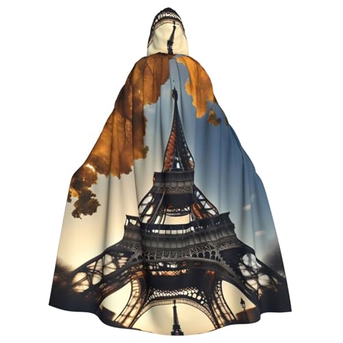Yiyilong Uni Schöner Eiffelturm Paris Druck Halloween Weihnachten Cosplay Kapuze Erwachsene Party Dekoration Kapuzenumhang von Yiyilong
