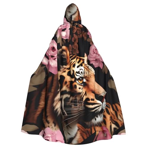 Yiyilong Uni Tier Tiger Leopard Print Rose Blume Druck Halloween Weihnachten Cosplay Kapuzen Erwachsene Party Dekoration Kapuzenumhang von Yiyilong