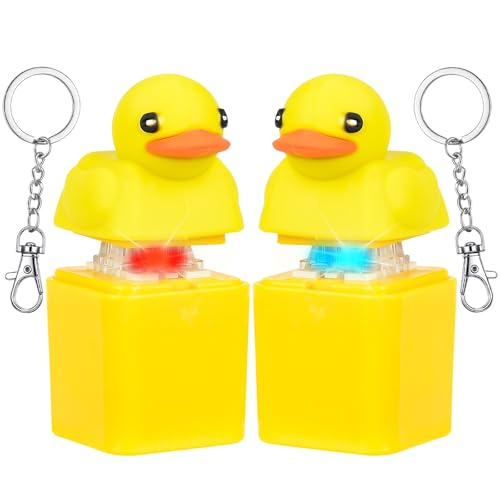 Duckeys Quakendes Zappelspielzeug, Quacky Duck Tastatur Zappelspielzeug, Quakender Enten-Schlüsselanhänger mit Buntem Tastaturlicht, Süßer Schlüsselanhänger für die Tasche (A) von Yizemay