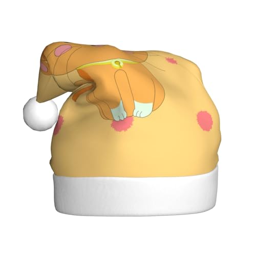 Niedliche Cartoon-Kätzchen-Weihnachtsmütze für Erwachsene. Festliche Weihnachtsmütze mit Bommel, Unisex-Kappe für Weihnachtsfeiern. von Yizhiyz