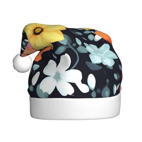 Schöne bunte Blumen-Weihnachtsmütze für Erwachsene. Festliche Weihnachtsmütze mit Bommel, Unisex-Kappe für Weihnachtsfeiern. von Yizhiyz