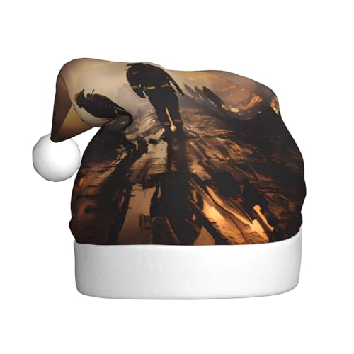 Weihnachtsmütze für Erwachsene, Motiv: Feuerwehrleute gegen Feuer. Festliche Weihnachtsmütze mit Bommel, Unisex-Kappe für Weihnachtsfeiern. von Yizhiyz
