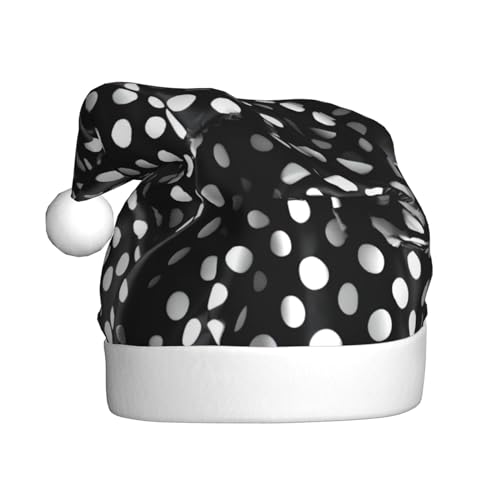 Weihnachtsmütze für Erwachsene, gewellte Punkte, Schwarz und Weiß, festliche Weihnachtsmütze mit Bommel, Unisex-Kappe für Weihnachtsfeiern. von Yizhiyz