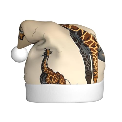 Weihnachtsmütze für Mutter und Kind, Giraffe, für Erwachsene. Festliche Weihnachtsmütze mit Bommel, Unisex-Kappe für Weihnachtsfeiern. von Yizhiyz