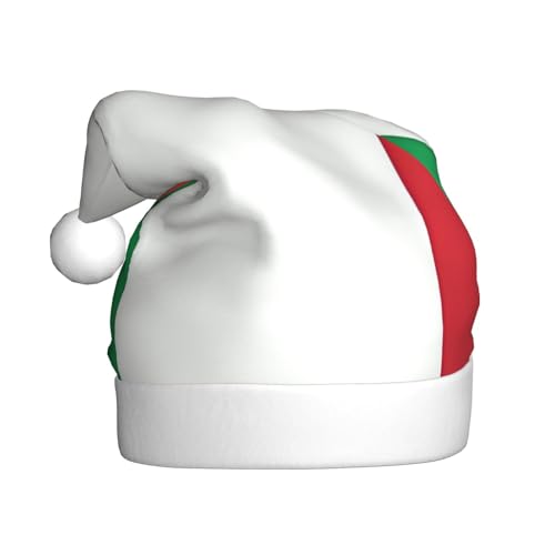 Weihnachtsmütze mit italienischer Flagge für Erwachsene. Festliche Weihnachtsmütze mit Bommel, Unisex-Kappe für Weihnachtsfeiern. von Yizhiyz
