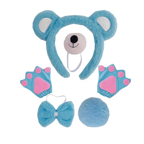 Yjcnelcr 4/5/6 Stück Bärenkostüme, Cosplays, Bärenohren, Stirnbänder, Schwanz, Fliege, Nasen-Handschuh, Tier-Kostüm-Zubehör Yjcnelcr 4/5/6 Stück Bärenkostüme, Cosplays, Bärenohren, Stirnbänder, Schwanz, Fliege, Nasen-Handschuh, Tier-Kostüm-Zubehör von Yjcnelcr
