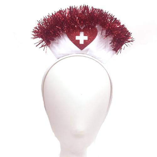 Yjcnelcr Krankenschwesterhut, Halloween, zarte Krankenschwesterhüte mit Haarreifen, Bühnenshows, Verkleidung, Mottoparty, Nachtclub (weiß) von Yjcnelcr
