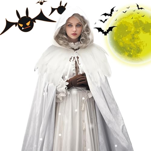 Yjkedfh Kapuzenumhang, Halloween Samt Kostüm Mit Kapuzenumhang, Unisex Umhang Mantel Accessoire Für Damen Herren Mittelalter Hexenkostüm von Yjkedfh