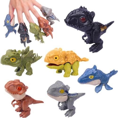 Ylinwtech 6 Stück Dinosaurier Spielzeug Set, Dino Biss Finger, Kleine Dinosaurier Figuren, Realistische Dino-Kopffiguren aus Gummi, Geeignet für Kinder, Jungen und Mädchen Ylinwtech 6 Stück Dinosaurier Spielzeug Set, Dino Biss Finger, Kleine Dinosaurier Figuren, Realistische Dino-Kopffiguren aus Gummi, Geeignet für Kinder, Jungen und Mädchen von Ylinwtech