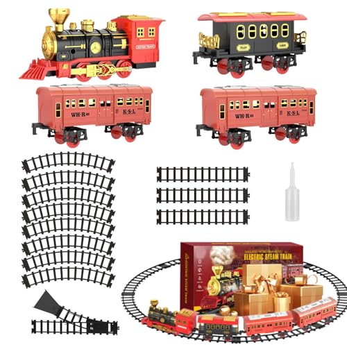 Ylnailky Elektrisches Zugset für, Modelleisenbahn-Set, Elektrisches Eisenbahn-Set, Sound-Zug-Spielzeug, Batteriebetriebenes Eisenbahn-Weihnachtsspielzeug für Mädchen und Ylnailky Elektrisches Zugset für, Modelleisenbahn-Set, Elektrisches Eisenbahn-Set, Sound-Zug-Spielzeug, Batteriebetriebenes Eisenbahn-Weihnachtsspielzeug für Mädchen und von Ylnailky