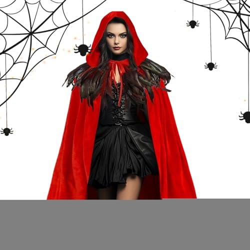 Ylnailky Kapuzenumhang - Renaissance-Kostüm Cape Mit Kapuze,Samt Cape Unisex Für Renaissance Hexe Erwachsene Damen Herren Cosplay von Ylnailky