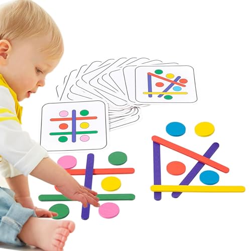 Ylnailky Regenbogen-Stick-Puzzle | Rich Card Patterns Design Lernspiel - -Spielzeug aus Holz für frühes Lernen, Geburtstag, Weihnachten, pädagogisches Geschenk von Ylnailky
