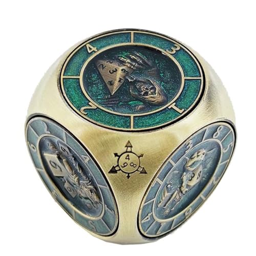 7-in-1-Fidget-Spinner-Würfel für DND, abgerundetes kubisches Metallwürfel-Set mit 3D-Relief, für Dungeons and Dragons, Geschenke mit Box, polyedrische Rollenspiel-Würfel, Fantasy-D&D-Tisch-RPG, Bronze von YlobdolY