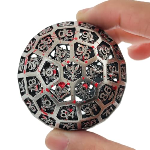 Große 100-seitige Würfel, polyedrische Metall Hohl D100 RPG Dungeons und Drachen D&D Board Giant Dragon Head Spiel Würfel Zubehör und Digital Teaching Bloody Große 100-seitige Würfel, polyedrische Metall Hohl D100 RPG Dungeons und Drachen D&D Board Giant Dragon Head Spiel Würfel Zubehör und Digital Teaching Bloody von YlobdolY