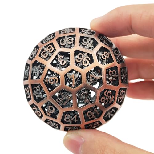 Große 100-seitige Würfel, polyedrische Metall Hohl D100 RPG Dungeons und Drachen D&D Board Giant Dragon Head Spiel Würfel Zubehör und Digital Teaching Bronze Große 100-seitige Würfel, polyedrische Metall Hohl D100 RPG Dungeons und Drachen D&D Board Giant Dragon Head Spiel Würfel Zubehör und Digital Teaching Bronze von YlobdolY