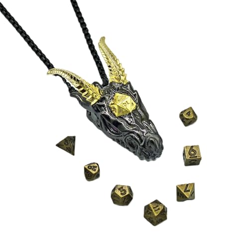 Mini-DND-Würfel-Set aus Metall mit Drachenkopf-Form, hohler Kette, antikes kleines Metallwürfel-Set, D&D, tragbar, 7-teilig, Vintage-Bronze Mini-DND-Würfel-Set aus Metall mit Drachenkopf-Form, hohler Kette, antikes kleines Metallwürfel-Set, D&D, tragbar, 7-teilig, Vintage-Bronze von YlobdolY