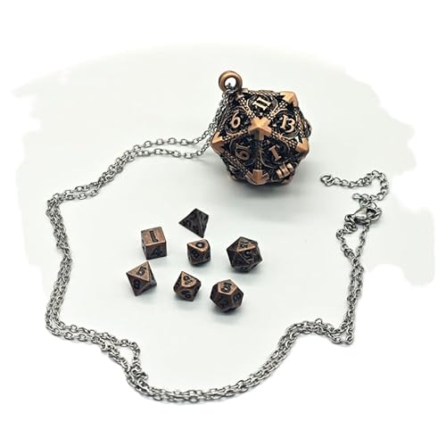 Mini-DND-Würfel-Set aus Metall mit fliegendem Drachen, hohl, D20-Würfelkette, antikes kleines Metallwürfel-Set, D&D, tragbar, 7-teilig, Vintage-Kupfer Mini-DND-Würfel-Set aus Metall mit fliegendem Drachen, hohl, D20-Würfelkette, antikes kleines Metallwürfel-Set, D&D, tragbar, 7-teilig, Vintage-Kupfer von YlobdolY