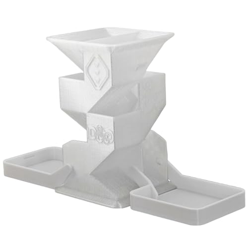 YlobdolY Faltbarer Würfelturm mit doppelten Ablagen, tragbarer 3D-Druck, faltbarer DND-Würfelrollturm für Drachen und Dungeons, D&D, Tisch-RPG-Spiele, Kristall+Weiß von YlobdolY