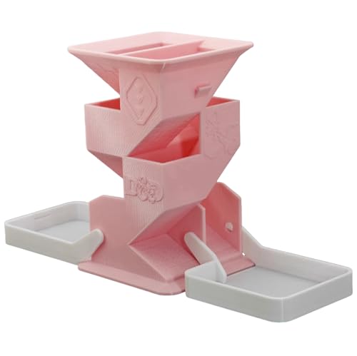 YlobdolY Faltbarer Würfelturm mit doppelten Ablagen, tragbarer 3D-Druck, faltbarer DND-Würfelrollturm für Drachen und Dungeons, D&D, Tisch-RPG-Spiele, Rosa + Weiß von YlobdolY