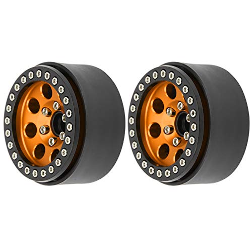 2Pcs 1.9in RC Car Aluminium Alloy Wheel Hubs, 8 Round Hole, Strength and Durability, Replacement for Damaged Hubs, Compatible with Brands (Black Gold) von Ylwxzenith