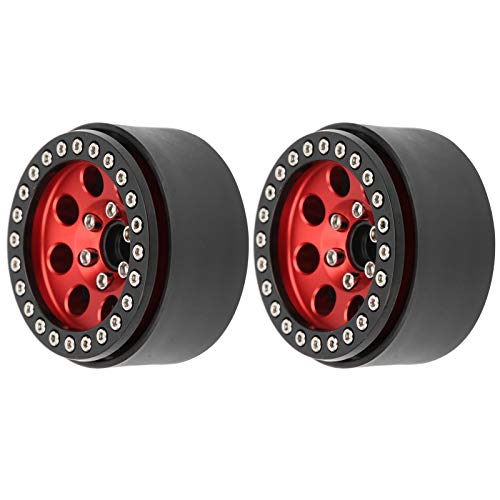 2Pcs 1.9in RC Car Aluminium Alloy Wheel Hubs, 8 Round Hole, Strength and Durability, Replacement for Damaged Hubs, Compatible with Brands (Black Red) von Ylwxzenith