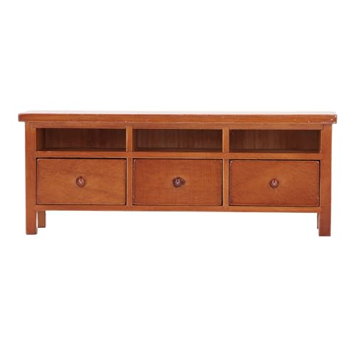 Miniature TV Cabinet Model, Furniture, Simulation Drawers Decorative Wooden Miniature TV Cabinet for 112/, Handcrafted Birch Wood with Simple and Beautiful Look (Maroon) von Ylwxzenith