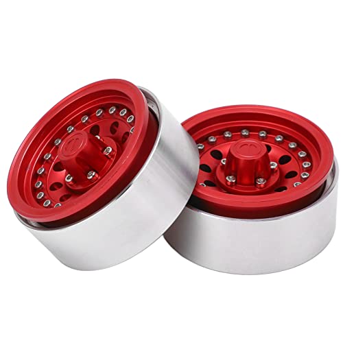 Ylwxzenith 2pcs 1/10 RC Car Aluminum Alloy 10 Hole Beadlock Wheel Rims for 90046 D90 (Red) von Ylwxzenith