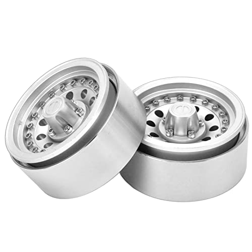 Ylwxzenith 2pcs 1/10 RC Car Aluminum Alloy 10 Hole Beadlock Wheel Rims for 90046 D90 (Silver) von Ylwxzenith