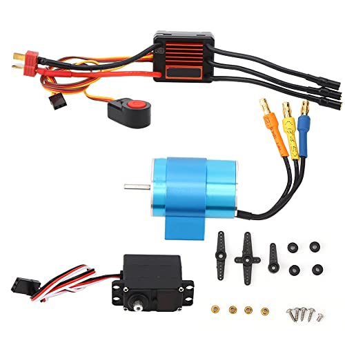 Ylwxzenith 30A Brushless ESC RC Accessory Kit with 2435 Brushless Motor and 2kg Metal Gear Servo, DIY RC Model Upgrade Parts for Enhanced Throttle and Brake Functions (30A+2435-3900kv+2kg servo) von Ylwxzenith