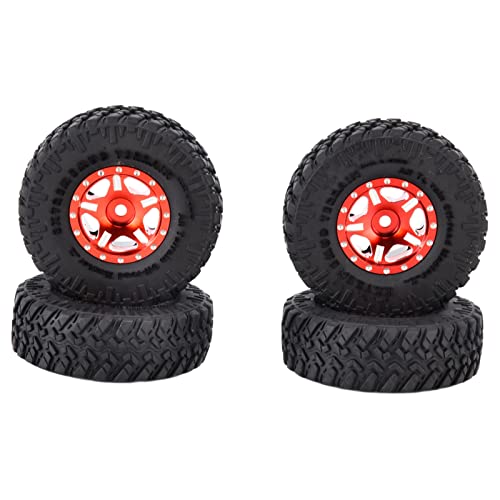 Ylwxzenith 4PCS for SCX24 Tires, Durably Rubber and Aluminum Alloy Material, Practical and, to Replace, Compatible with AXI00001 AXI00002 1/24 Scale (Red) von Ylwxzenith