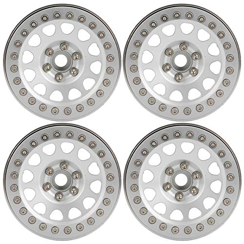 Ylwxzenith 4Pcs 2.2in Metal Lock Tire Wheel Hubs for 1/10 RC Crawlers, Heavy Duty Accessory with CNC Machined Aluminum Alloy, Durably Material, Installation, 4 Color Options, (Silver) von Ylwxzenith