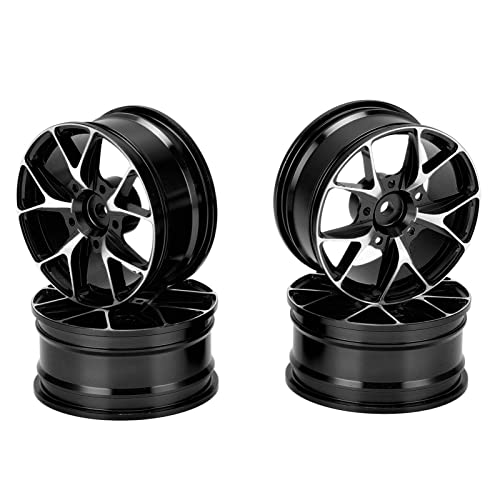Ylwxzenith 4Pcs RC Wheel Hubs, Aluminum Alloy Material, Lightweight, for 1/10 Flat Sports Cars, Installation, Improve Remote Control Car Performance (Black) von Ylwxzenith