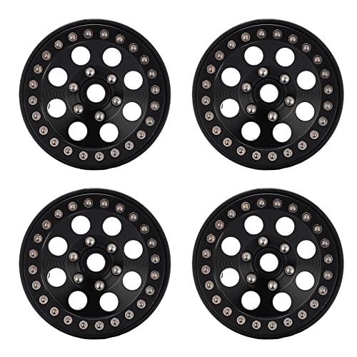 Ylwxzenith 4pcs 1,9 -Zoll -Aluminiumlegierung RC Beadlock Wheel -Hubs für 90046, Realismus -Upgrade -Teile für 1/10 RC Crawler Car, Installation, Verbesserung der Leistung und Stabilität (Black) von Ylwxzenith