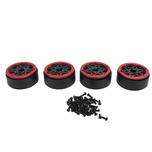 Ylwxzenith 4pcs 1,9 -Zoll -Kohlefaser -Perldlock -Radfelgen mit versiegeltem hexagonalem Nabe für 1/10 RC -Crawler -Auto, leichtes und dauerhaft für Fahren und Felskriechen. (Red) von Ylwxzenith