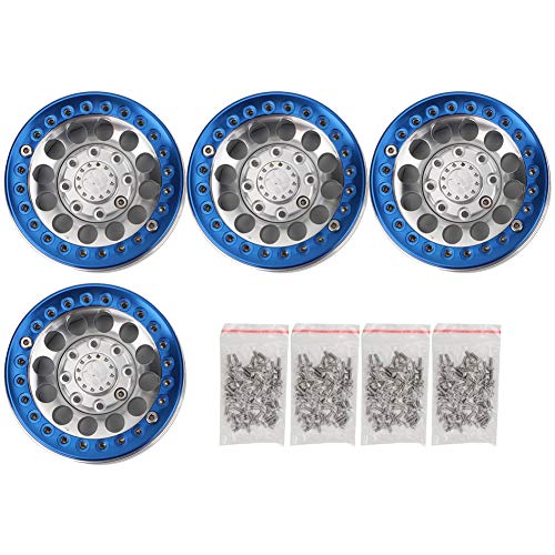 Ylwxzenith 4pcs 1,9in Aluminiumlegierung Perloy Beadlock Wheel Fell Hubs, hohe Festigkeitsdauer, einfache Installation, perfekte Passform für SCX10 1/10 RC Crawler Car (Silver Blue) von Ylwxzenith