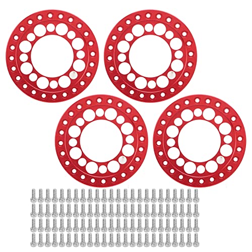 Ylwxzenith 4pcs 1.9in Aluminum Alloy RC Beadlock Wheel Replacement for 90046 1/10 RC Car, to Install with CNC Machining, (Red) von Ylwxzenith