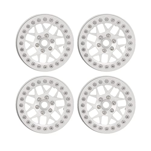 Ylwxzenith Aluminum Alloy 2.2 Inch RC Beadlock Wheels Rims, CNC Machined Hub for 1/10 Remote Control Car, Stable Driving, Abrasion, Reasonable (Silver) von Ylwxzenith