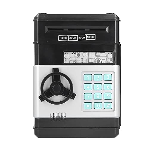 Ylwxzenith Elektronische Geldautomatensparbox mit Passwort, Auto -Scroll -Papiergeldfunktion, Spezifikationsschlitz, deliges ABS -Material, idealer Mini -Geburtstag, Schwarz und Silber von Ylwxzenith
