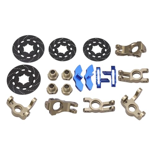 Ylwxzenith RC -Auto -Upgrade -Kit mit Lenkbecher und Scheibenbremse, Aluminiumlegierung für eine verbesserte Haltbarkeit, kompatibel mit KM C3 E8414 E8415 1/7 RC -Autos (Blue) von Ylwxzenith