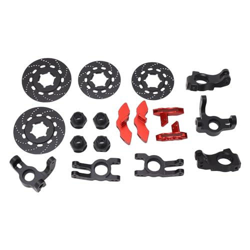 Ylwxzenith RC -Auto -Upgrade -Kit mit Lenkbecher und Scheibenbremse, Aluminiumlegierung für eine verbesserte Haltbarkeit, kompatibel mit KM C3 E8414 E8415 1/7 RC -Autos (Red) von Ylwxzenith