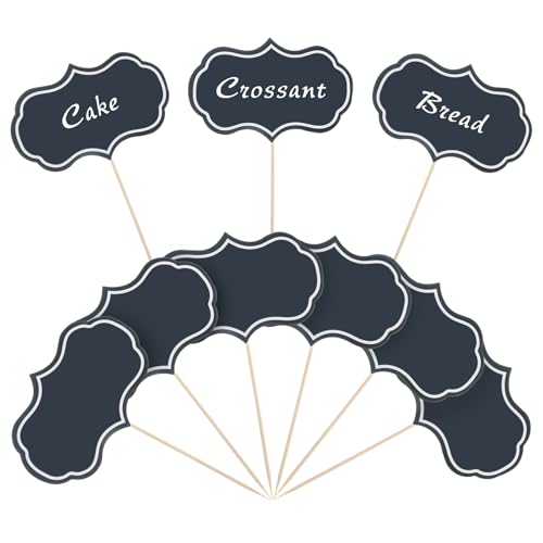 50 Stück 10cm Buffet Schilder,Ymapinc Essen Schilder zum Beschriften Schwarz Käsemarker Leere Zahnstocher Fähnchen Cupcake Dekorationen für Karnevalsparty Cocktailparty Party(9x6cm) von Ymapinc