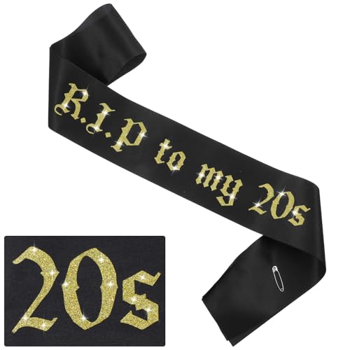 R.I.P To My 20s Schärpe,Ymapinc Rip 20s Deko Satinband Schwarz 30 Geburtstag Deko Schärpe Rip-Twenties Gold Schriftart Geburtstags-Schärpe für Geburtstagsfeier Abschlussball Dekoration R.I.P To My 20s Schärpe,Ymapinc Rip 20s Deko Satinband Schwarz 30 Geburtstag Deko Schärpe Rip-Twenties Gold Schriftart Geburtstags-Schärpe für Geburtstagsfeier Abschlussball Dekoration von Ymapinc