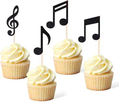 Cupcake-Topper und Plektren mit Musiknoten, Rockmusik-Dekoration für Geburtstagsfeiern, Konzerte und Themenveranstaltungen, Schwarz, 36 Stück Cupcake-Topper und Plektren mit Musiknoten, Rockmusik-Dekoration für Geburtstagsfeiern, Konzerte und Themenveranstaltungen, Schwarz, 36 Stück von Ymhapp