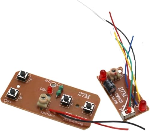 Ymhapp 27 MHz Vier-Wege-Fernbedienungsplatine Zwei-Wege-RC-Sender und Empfänger Auto Roboter Modellzubehör für DIY-Projektteile (Steuerung 2 Motoren) von Ymhapp