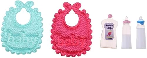 Ymhapp 5 Stück/Set 1/12 Miniatur Babyflaschen Lätzchen Puppenhaus Kinderzimmer Zubehör DIY Puppenhaus Kit von Ymhapp