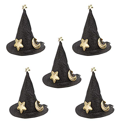 Ymiko 5 Stück Hut Haarnadeln, Mini Hexenhut Haarspangen Süße Haarspangen Süße Haarspangen Süße Haarschmuck für Halloween Neujahr Weihnachtsferien Haarschmuck von Ymiko