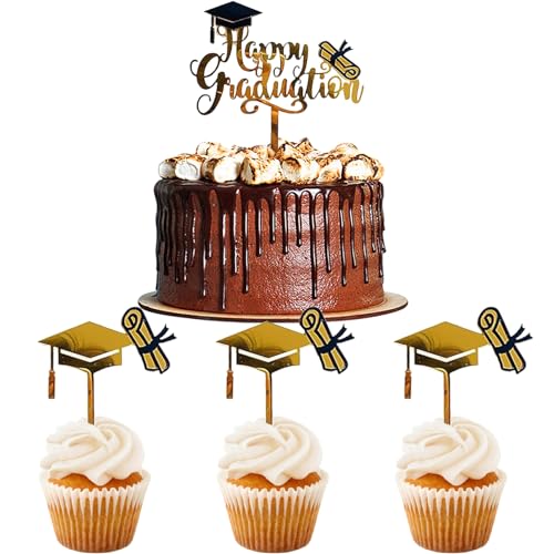 Tortendeko Graduation 2024, 4 Stück Abschluss Kuchen Deko Gold Happy Graduation Cake Topper Bachelor Hut Cupcake Topper Graduation Cap Kuchen Topper, Bachelor Master Doktor Abschlussfeier Deko Zubehör Tortendeko Graduation 2024, 4 Stück Abschluss Kuchen Deko Gold Happy Graduation Cake Topper Bachelor Hut Cupcake Topper Graduation Cap Kuchen Topper, Bachelor Master Doktor Abschlussfeier Deko Zubehör von Ymxil