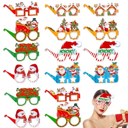 Ymxil 16Stk Weihnachtsbrillen, Weihnachtsbrillen für Erwachsene Kinder, Weihnachten Lustige Partybrillen Kreative Papier Brillen Weihnachtsfeier Fotobox Accessoires Selfie Photo Props Ymxil 16Stk Weihnachtsbrillen, Weihnachtsbrillen für Erwachsene Kinder, Weihnachten Lustige Partybrillen Kreative Papier Brillen Weihnachtsfeier Fotobox Accessoires Selfie Photo Props von Ymxil