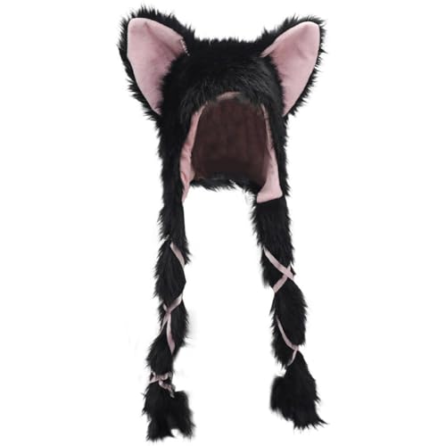 Ymxygz Mütze Pelzigen Ohren Und Geflochtenen Quasten, Warme Wintermütze, Süßer Kapuzenschal Für Halloween-partys, Cosplay-kostüme, Kopf-accessoires Ymxygz Mütze Pelzigen Ohren Und Geflochtenen Quasten, Warme Wintermütze, Süßer Kapuzenschal Für Halloween-partys, Cosplay-kostüme, Kopf-accessoires von Ymxygz