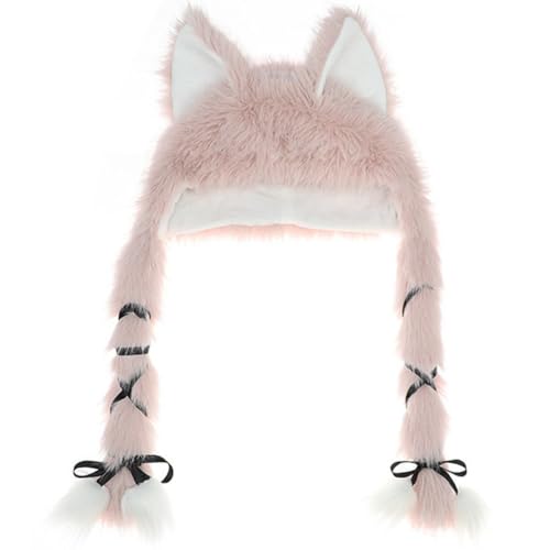 Ymxygz Mütze Pelzigen Ohren Und Geflochtenen Quasten, Warme Wintermütze, Süßer Kapuzenschal Für Halloween-partys, Cosplay-kostüme, Kopf-accessoires Ymxygz Mütze Pelzigen Ohren Und Geflochtenen Quasten, Warme Wintermütze, Süßer Kapuzenschal Für Halloween-partys, Cosplay-kostüme, Kopf-accessoires von Ymxygz
